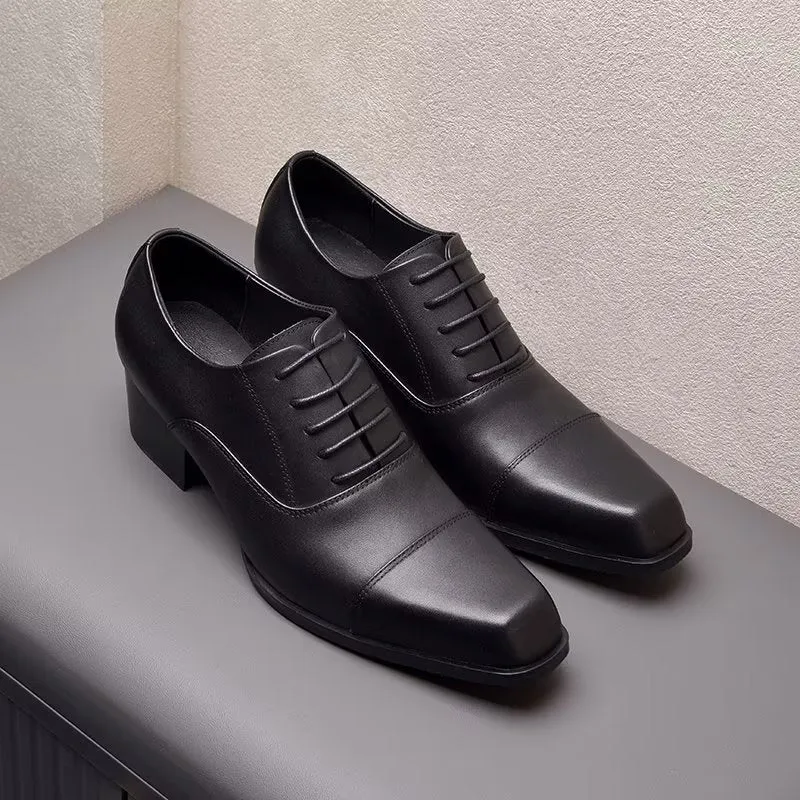 LuxeSquare Leather Oxford Dress Shoes