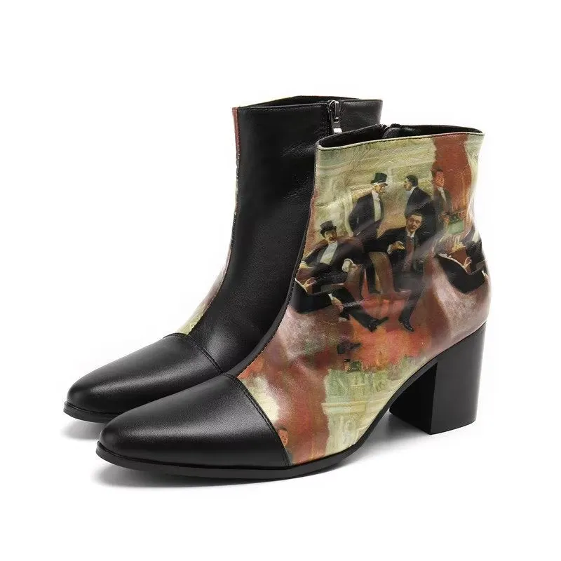 LuxLeather Exotic Texture Elegant Dress Boots