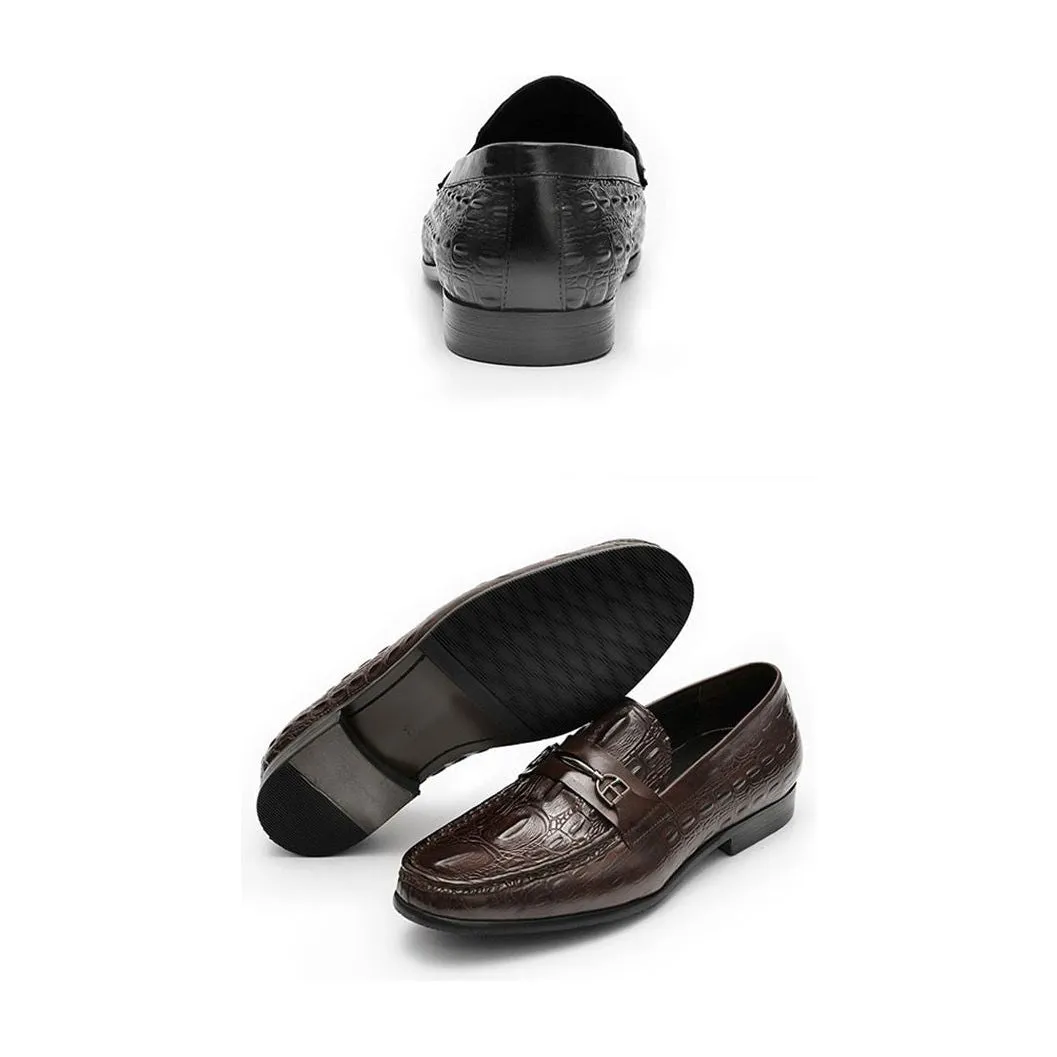 Luxury CrocBreeze Leather Slip-On Loafers