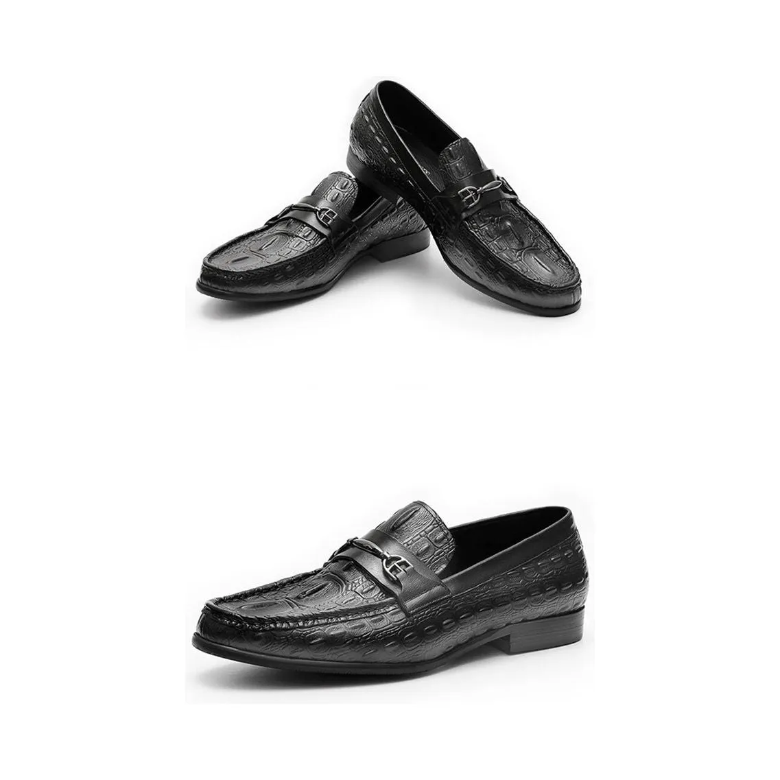 Luxury CrocBreeze Leather Slip-On Loafers