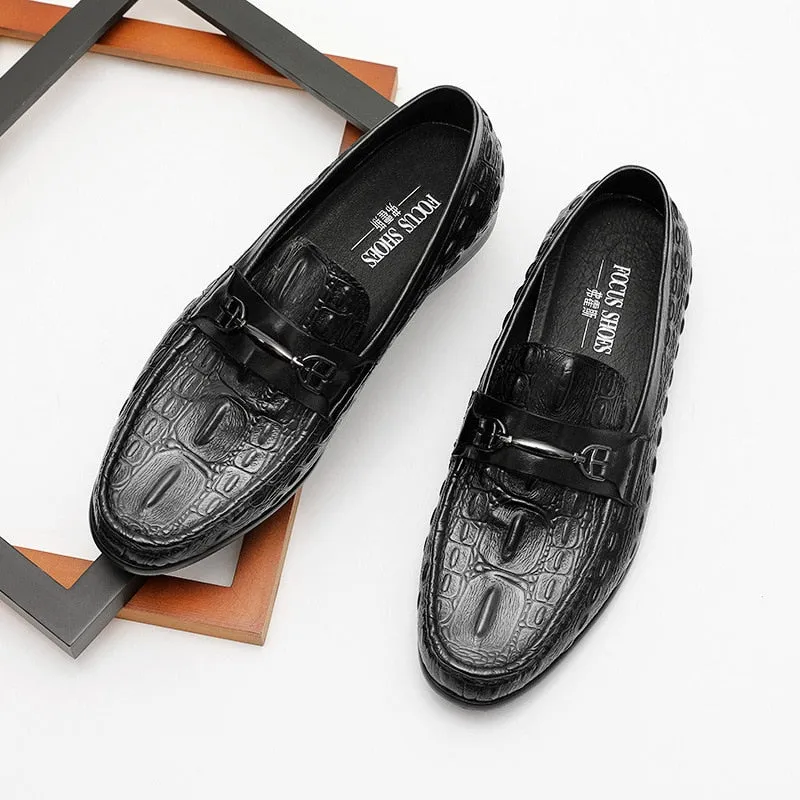 Luxury CrocBreeze Leather Slip-On Loafers