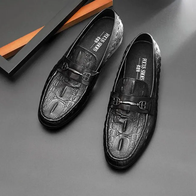 Luxury CrocBreeze Leather Slip-On Loafers