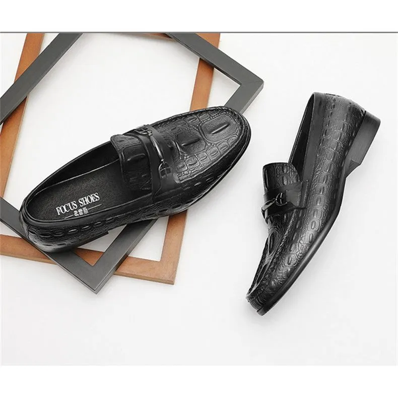 Luxury CrocBreeze Leather Slip-On Loafers