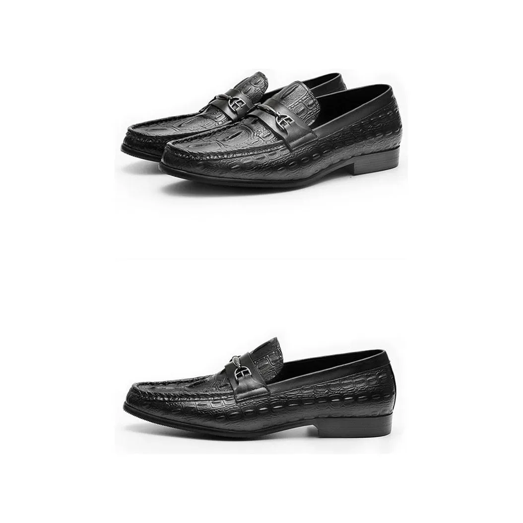 Luxury CrocBreeze Leather Slip-On Loafers