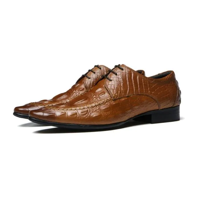 Luxury CrocLeather Oxford Dress Shoes