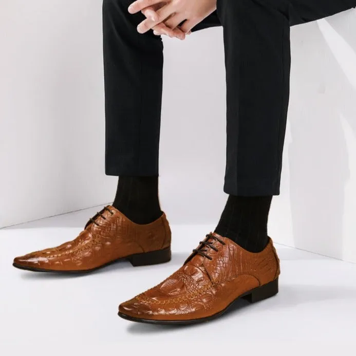 Luxury CrocLeather Oxford Dress Shoes