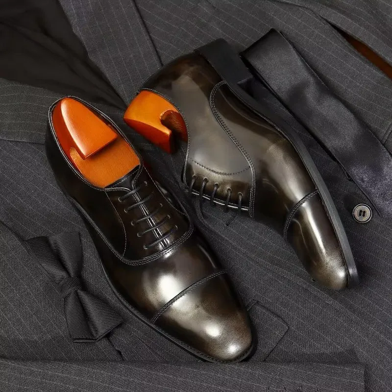 Luxury Leather Round Toe Oxford Dress Shoes