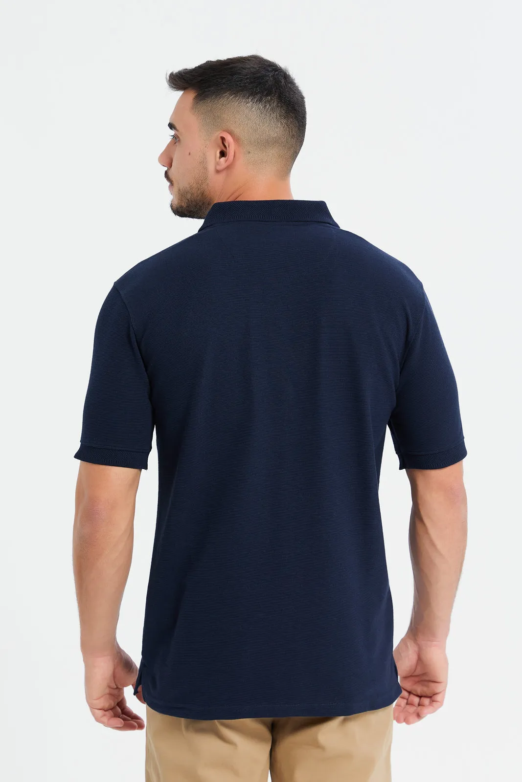 Men Navy Ottoman Polo Shirt