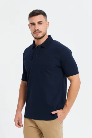 Men Navy Ottoman Polo Shirt