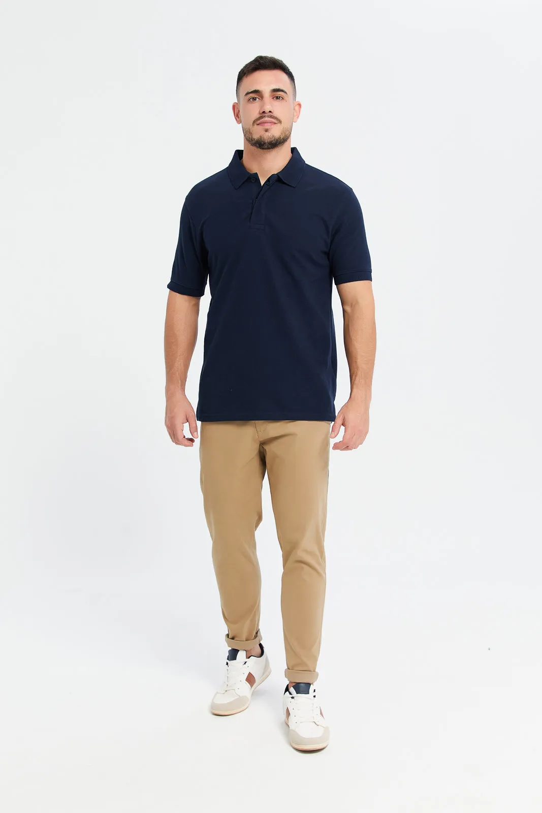 Men Navy Ottoman Polo Shirt