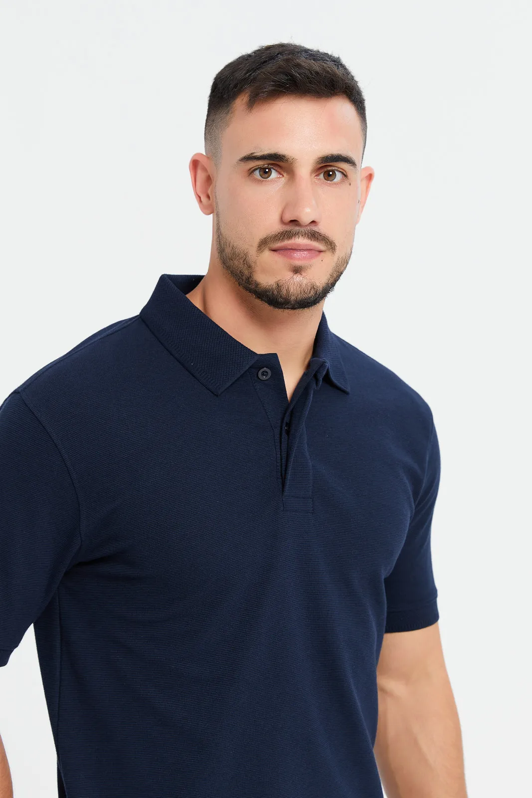 Men Navy Ottoman Polo Shirt