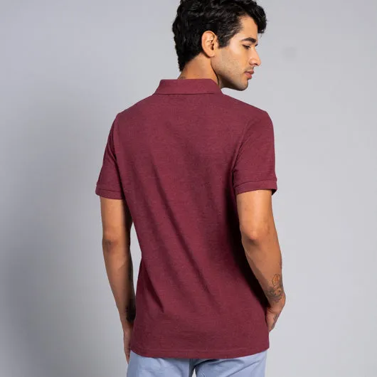 Merlot Evenings Maroon Cotton Polo T-Shirt