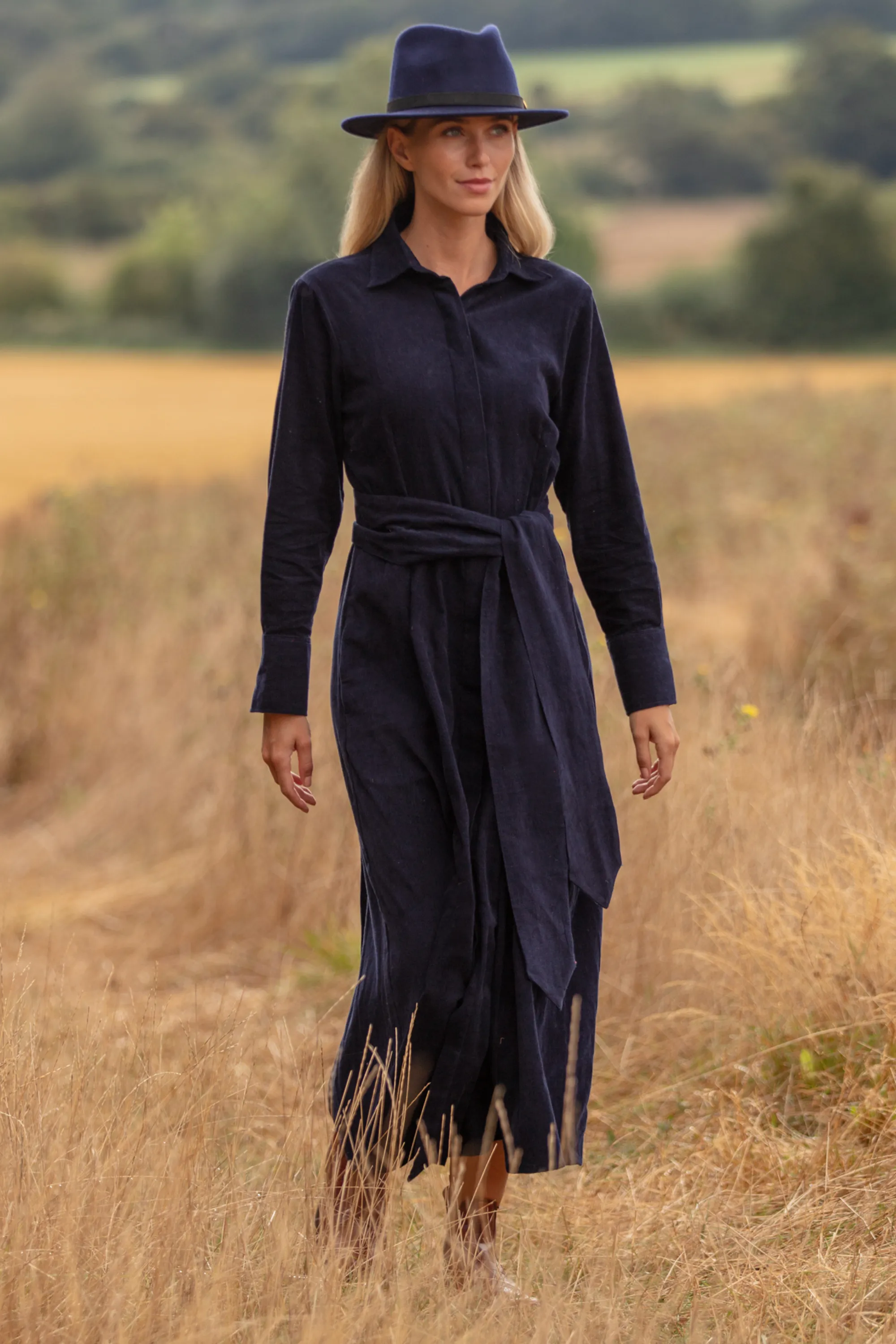 Mia Corduroy Dress In French Navy