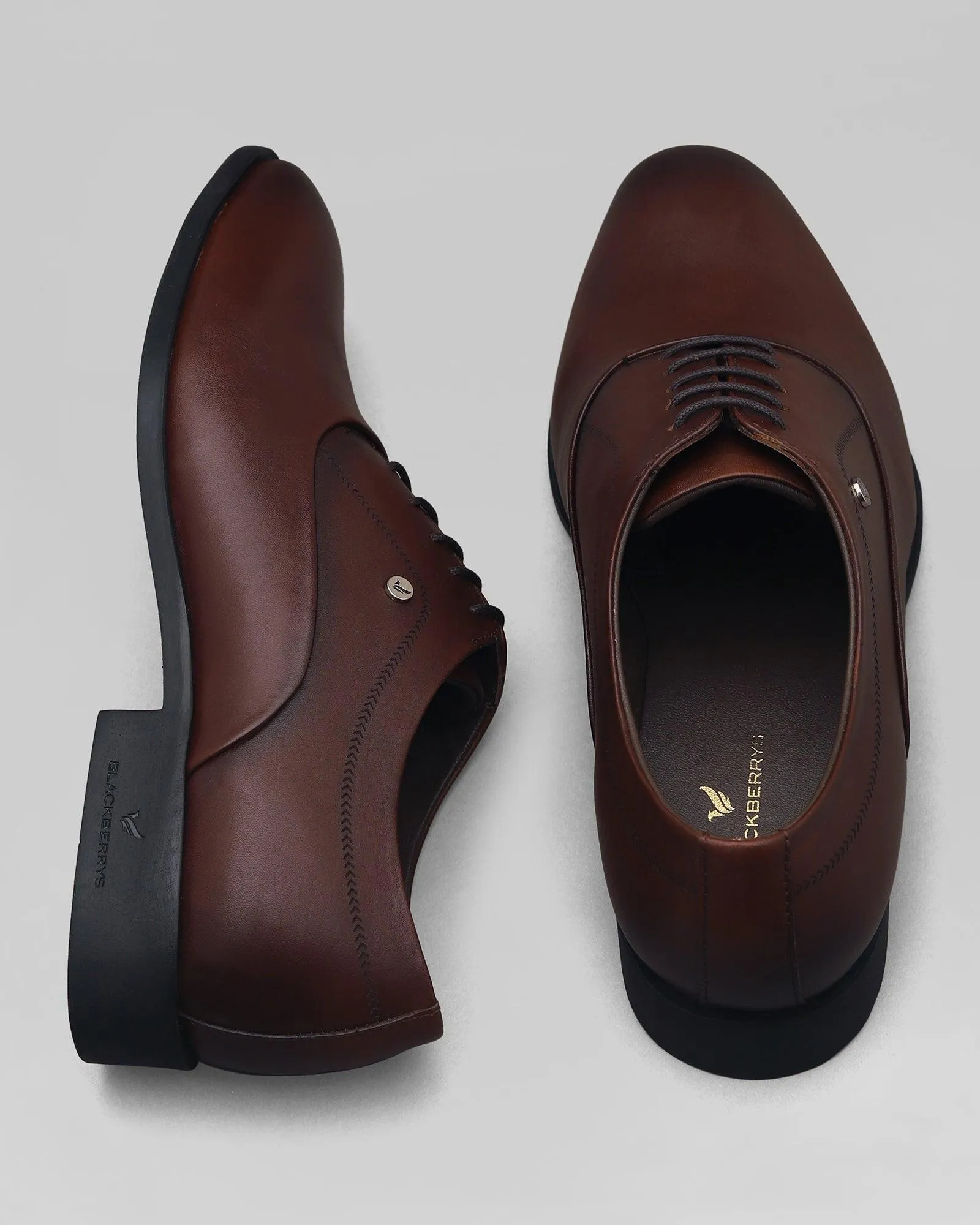 Must Haves Leather Burgundy Solid Oxford Shoes - Lebum