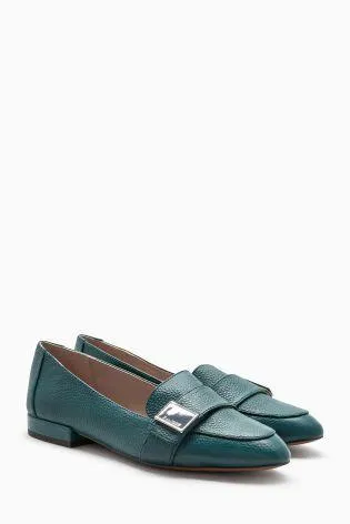 Next Heritage Green Womens Loafers