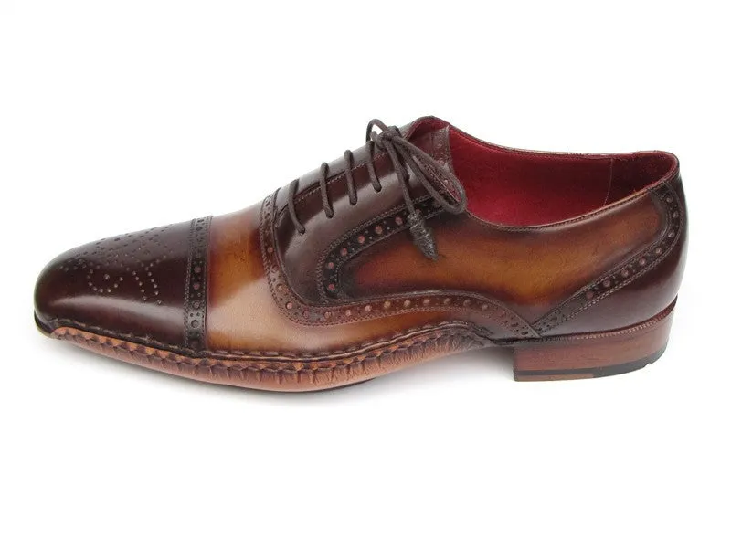 Paul Parkman Captoe Oxfords Brown Hand Pained Shoes