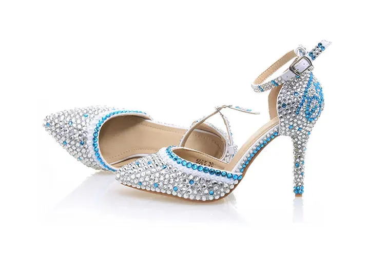 Pointed Toe Crystal  Rhinestone Party Pumps