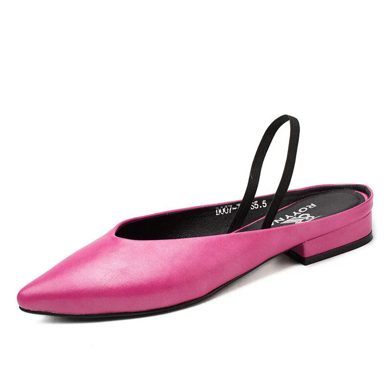 Pointed Toe Slide Slippers with Slingback Strap