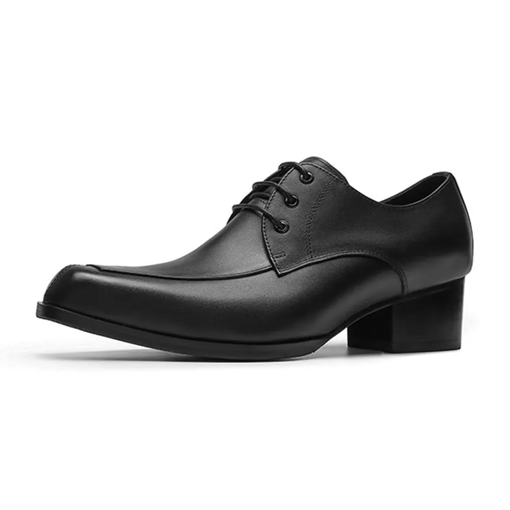 Refined Leather Pointed Toe Derby Dress Shoes