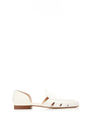 Rory Flat Shoe in Cream Textured Leather