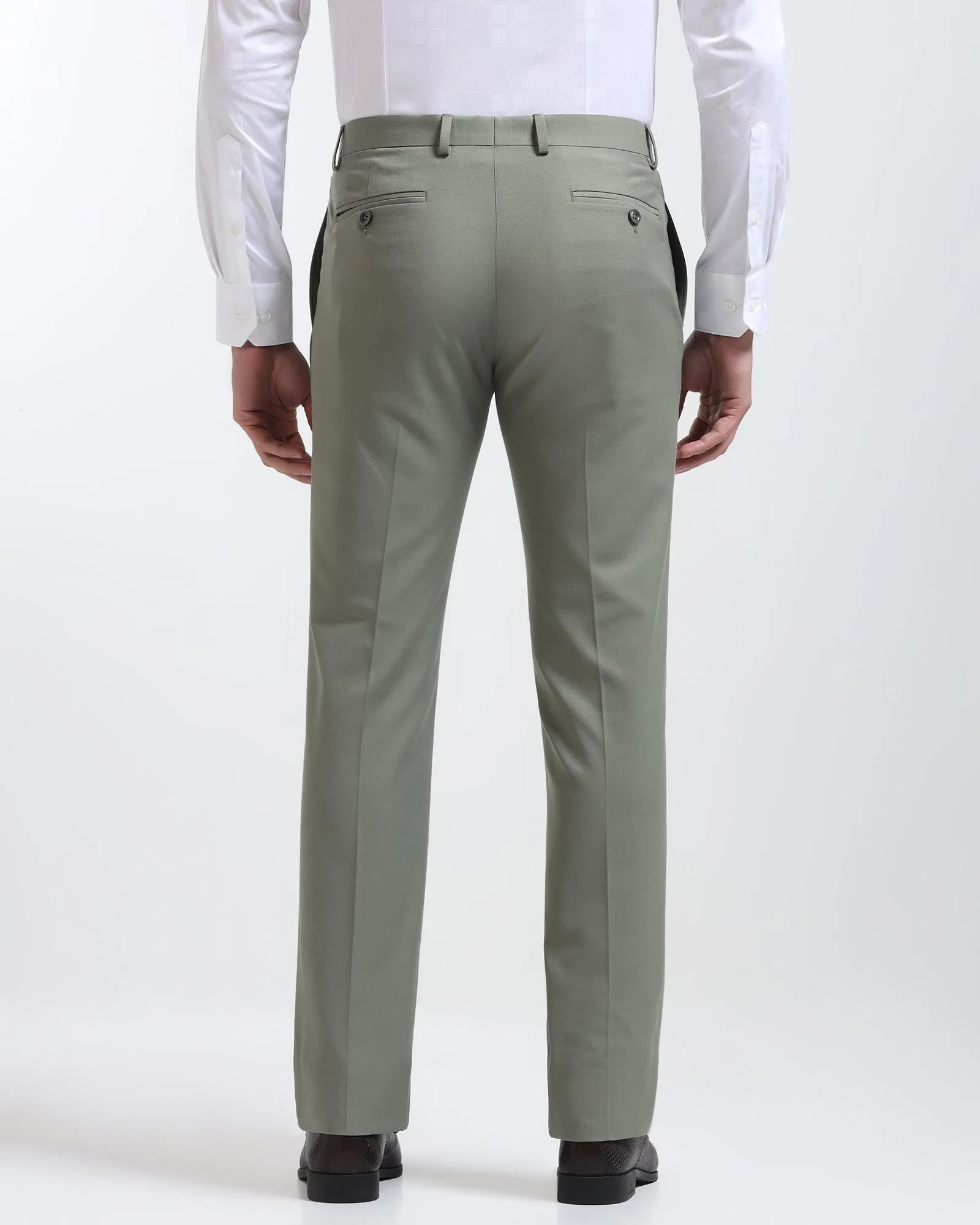 Slim Comfort B-95 Formal Olive Solid Trouser - Himalayan