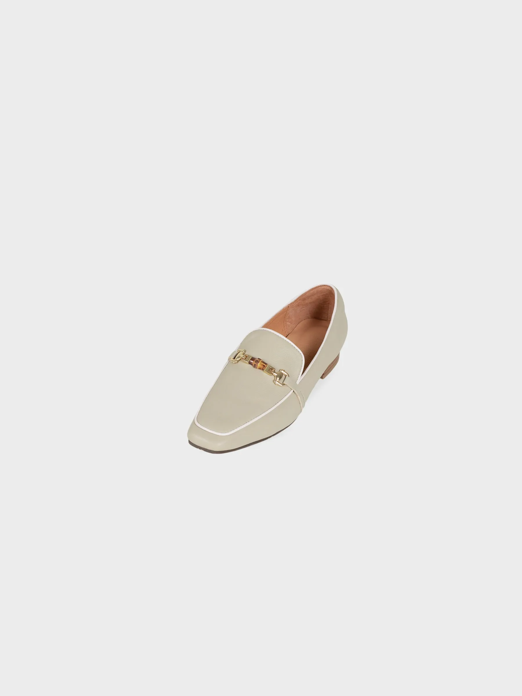 Square-toe Bamboo-Chain Loafers