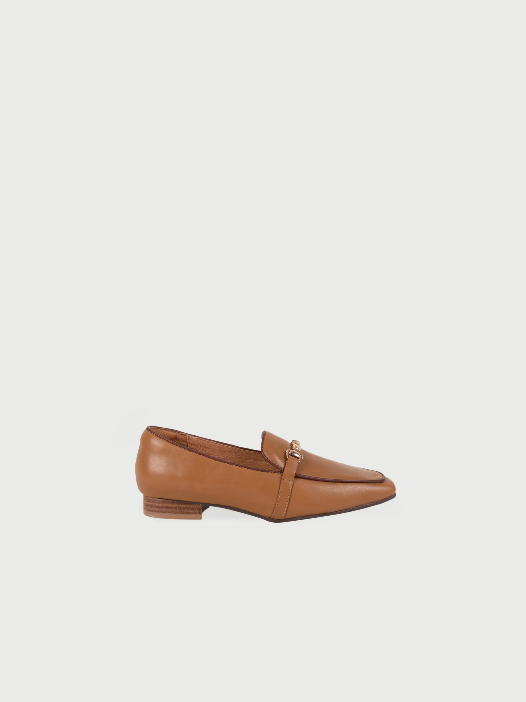 Square-toe Bamboo-Chain Loafers