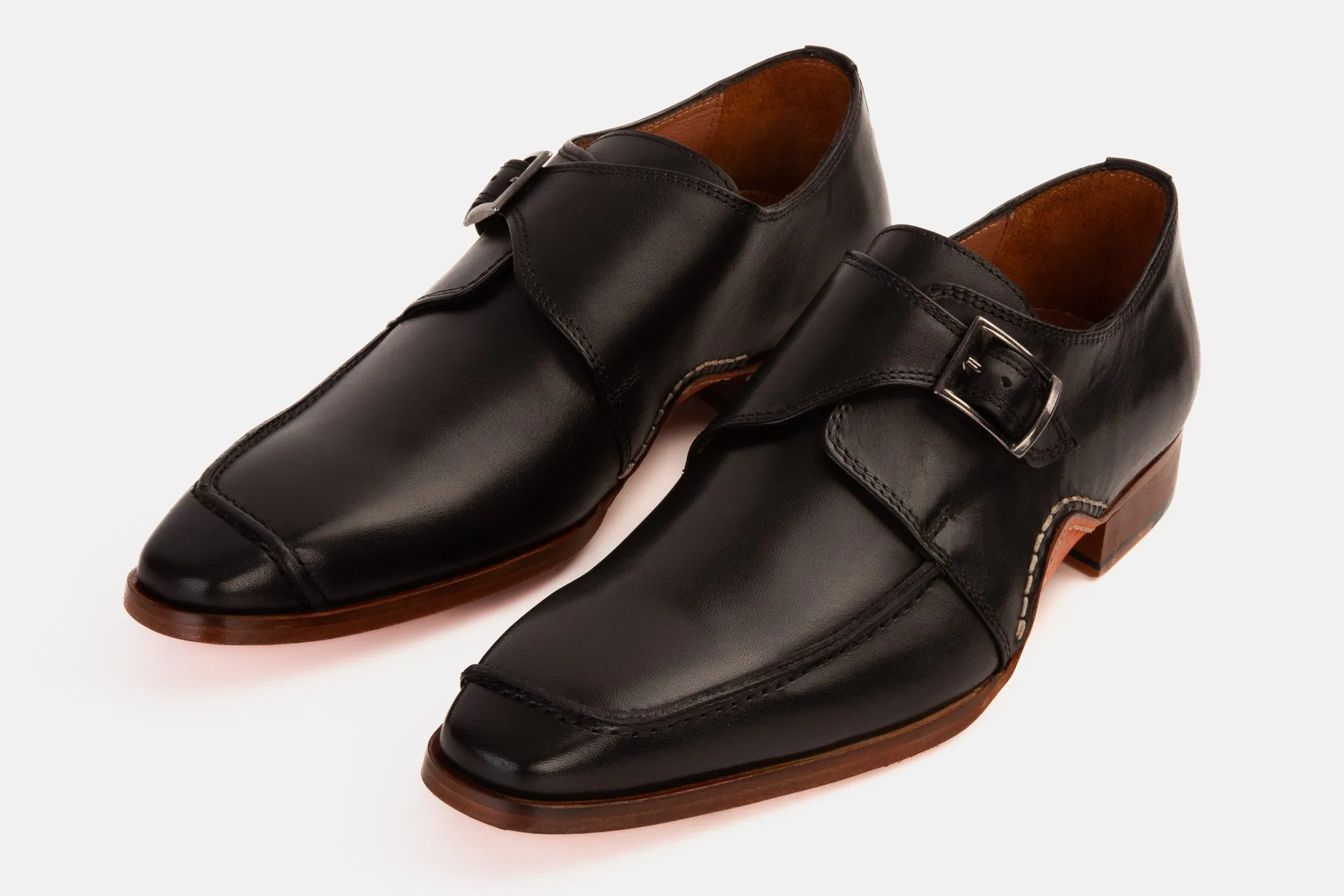 The Hagrid Black Single Monk Strap Handmade Men Shoe