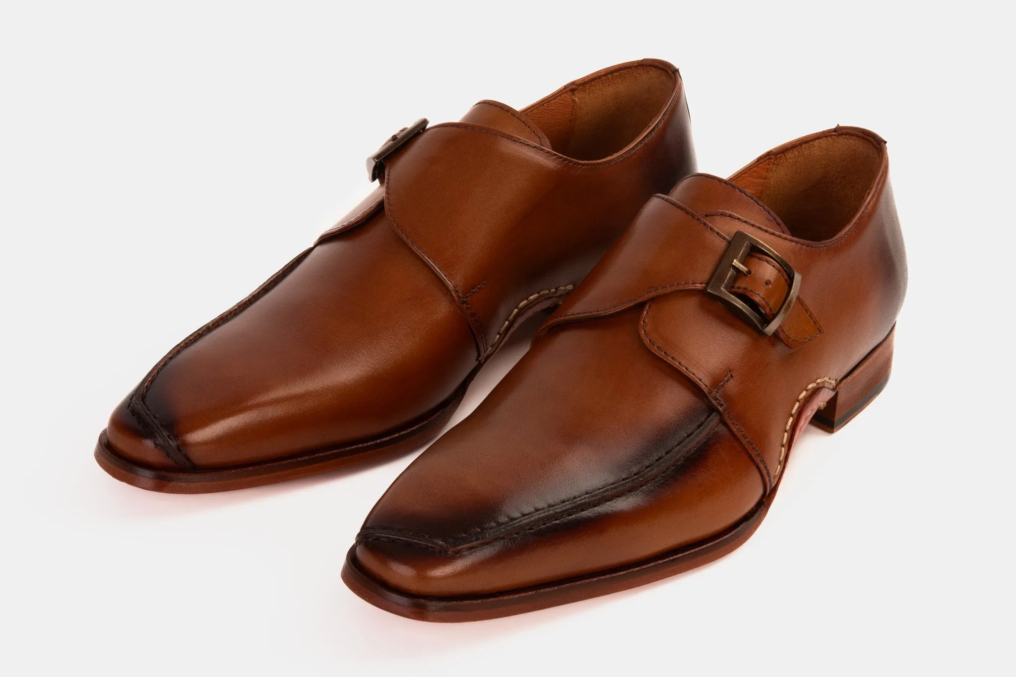 The Hagrid Tan Leather Single Monk Strap Handmade Men Shoe