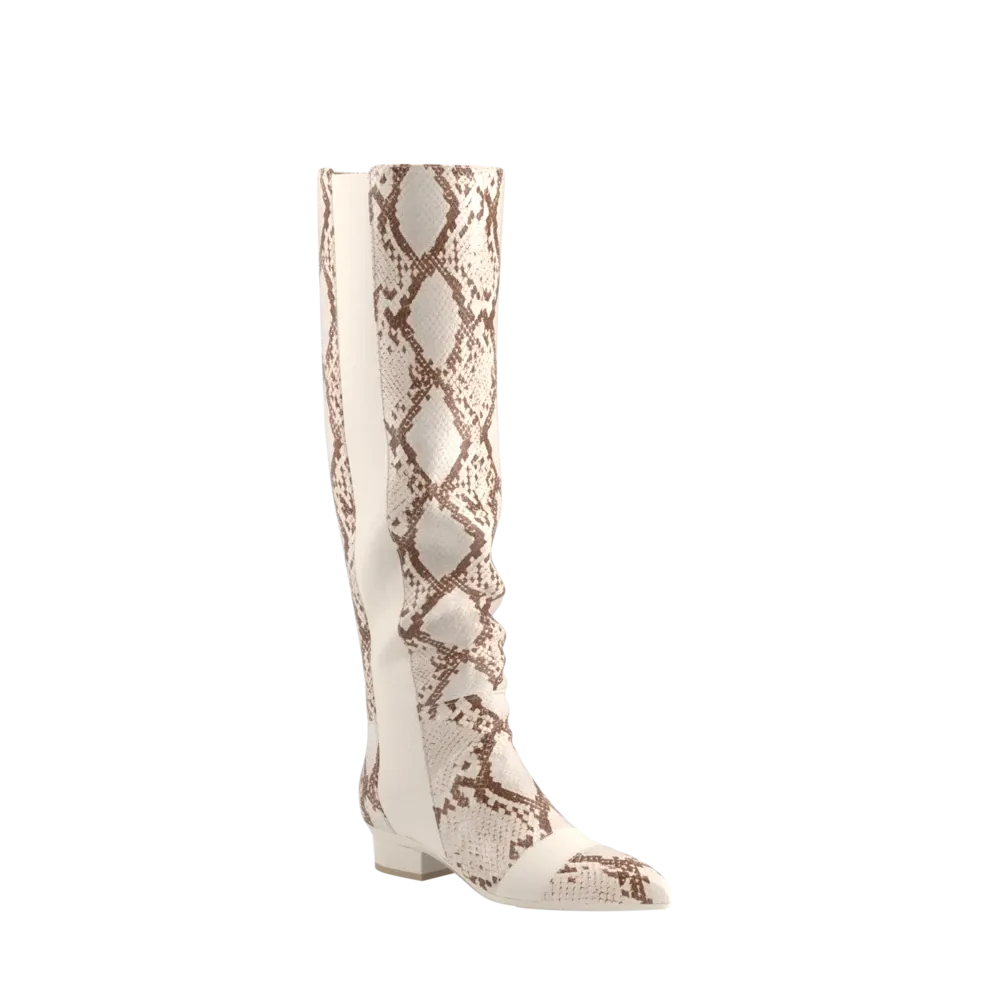 The Knee High Boot - Ivory Snakeskin 4 Stiletto