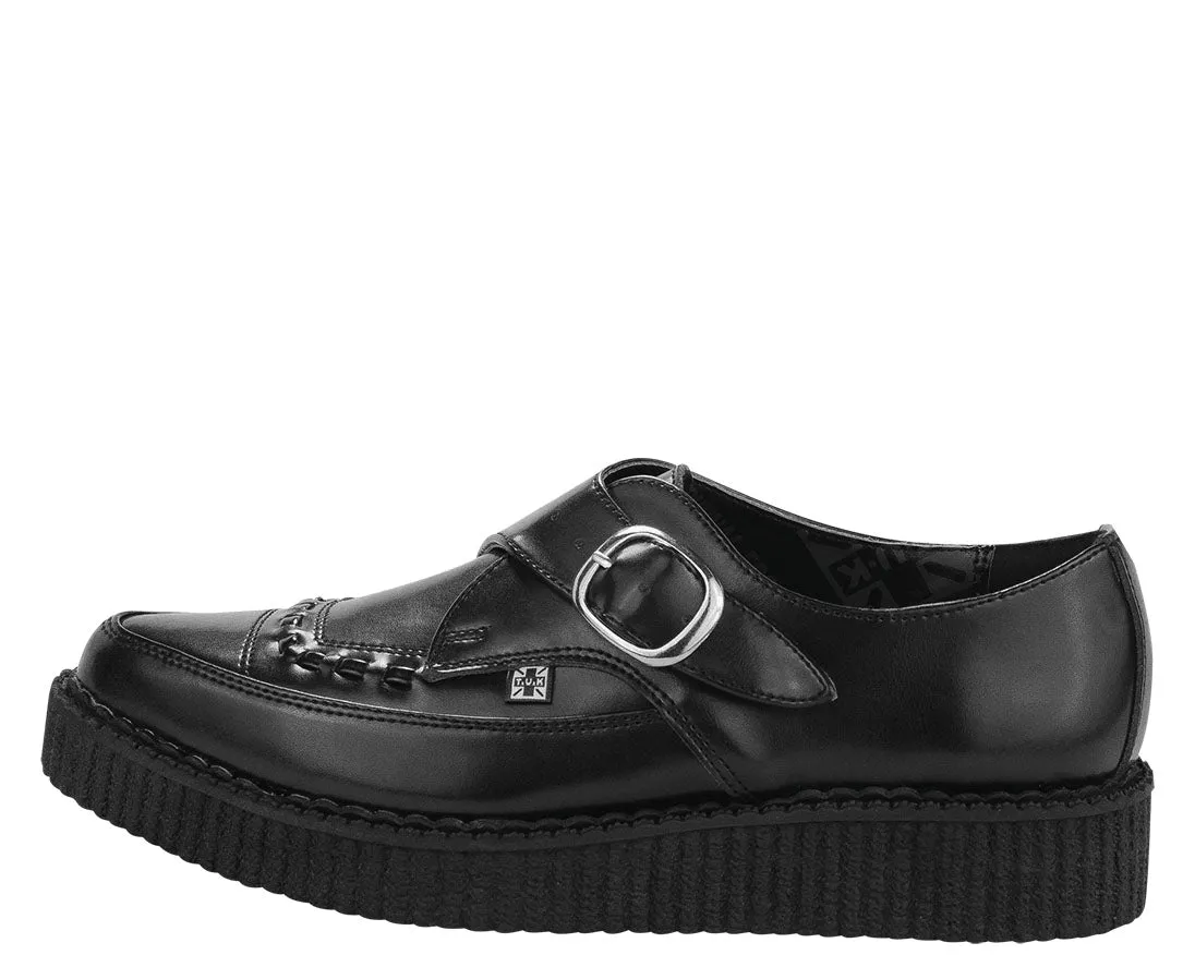 T.U.K Black Leather Strap Buckle Pointed Creeper