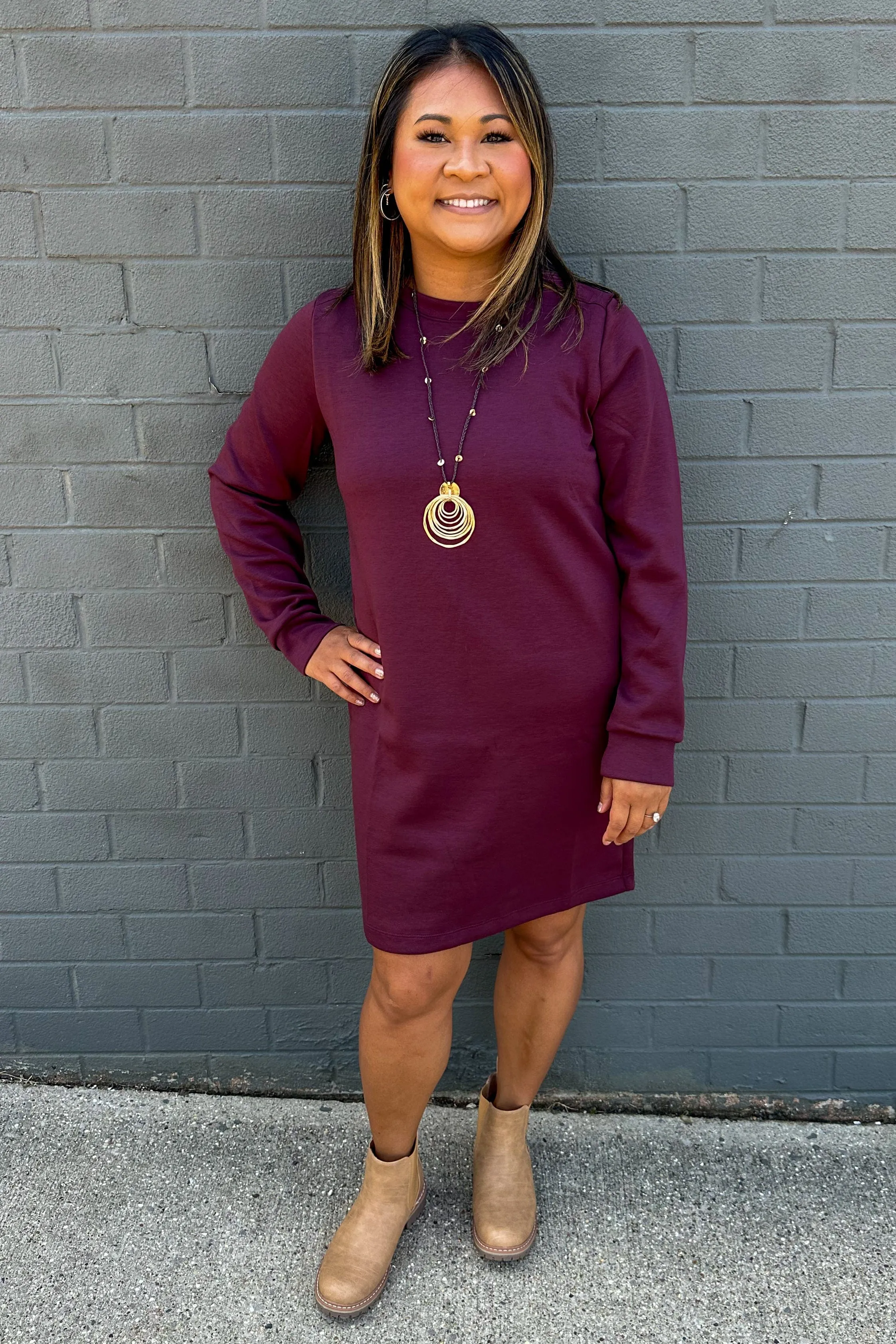 Wine Milan Comfy Dress