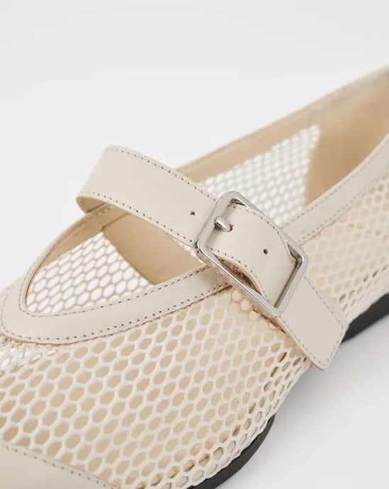 Wioletta Mesh Flats in Off White